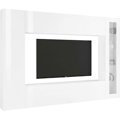 Wohnwand Donatello, 8 Regale, 30x260x180h cm Weiß