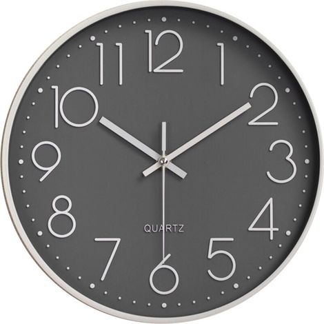 Modern Clock Silent Non-Ticking Wall Clock, Silent Mute Wall Clock Wall Pendulum for Bedroom Kitchen Living Room - Gray-30CM MUMU (1/4)