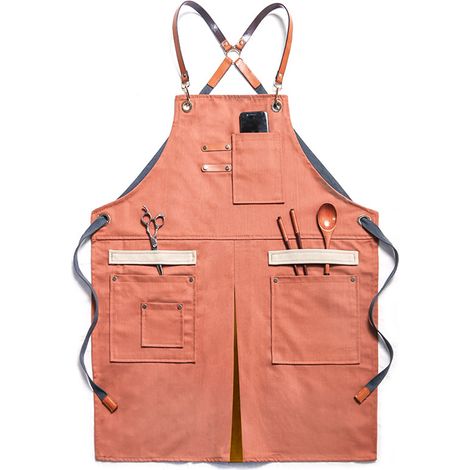 Tabliers pour hommes et femmes avec poches, en coton enrichi et résistant, pour la cuisine, l'atelier, le barbecue, tablier de chef// (1/5)