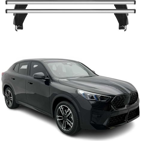 OMAC Dachträger Querträger Alu für BMW iX2 U10 2024-2026 – Abschließbar – T-Nut – City-Crash-getestet – Max. 50 kg Silber (1/5)