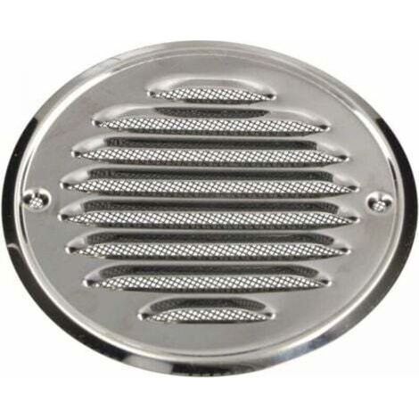 Pair Grille d'aération ronde en acier inoxydable - 140 mm - avec vis - Moustiquaire - Grille d'aération à lamelles - Antirouille