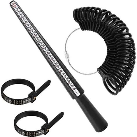 4-teiliges schwarzes Messring-Set, hohe Präzision, strapazierfähiger Kunststoff, gut lesbare Zahlen, Fingerabdruck-Werkzeug für die Schmuckherstellung (1/5)