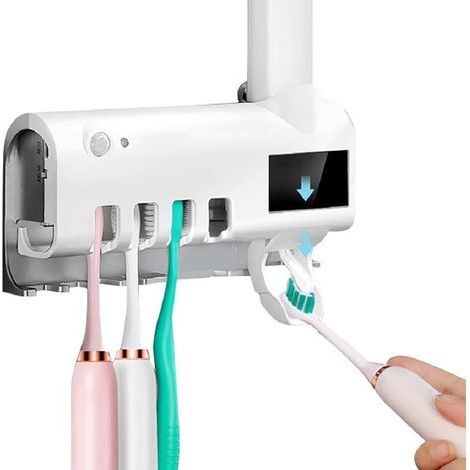 Porte-brosse à dents avec stérilisation UV. Distributeur automatique de dentifrice. (1/5)