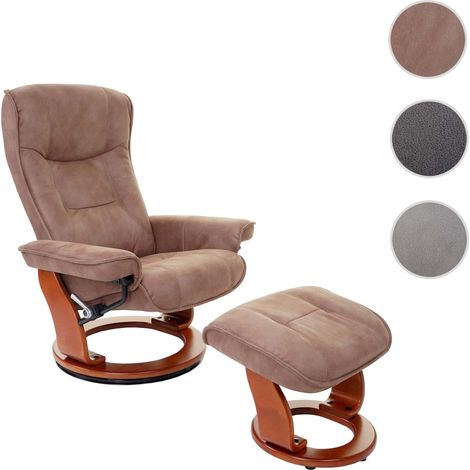 MCA fauteuil relax Hamilton, fauteuil de télévision + tabouret, tissu, charge max. 130kg - marron antique miel (1/5)