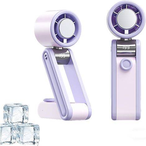 Mini ventilateur à main portable – Ventilateur rechargeable 3 en 1 avec batterie 3000mAh – 199 vitesses réglables et écran numérique – Pour voyage, bureau et activités extérieures