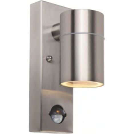 Applique murale extérieure LED en acier inoxydable avec détecteur de mouvement PIR réglable et interrupteur crépusculaire, étanche IP54, 230 V, ampoule GU10 5 W blanc chaud 3000 K inc (1/5)