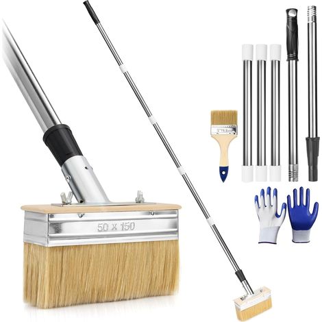 Long Handle Replacement Flat Brush 150cm Deck Paint Brush for Stained Wood, Oils, Varnishes, Coatings (1/5)