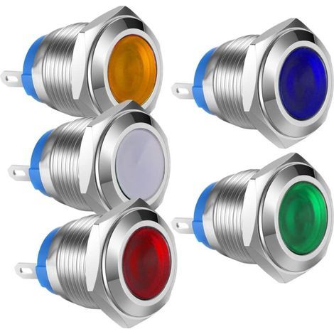 5pcs 12V-24VDC 16mm LED Indicator Light Stainless Steel Waterproof Indicator Lamp (1/5)