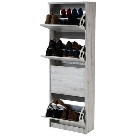 TOPKIT |Meuble à chaussures Rin 53ab | Étagère à chaussures haute et étroite | Meuble à chaussures | Étagère à chaussures économique avec 4 portes pliantes. | Mozart (1/5)