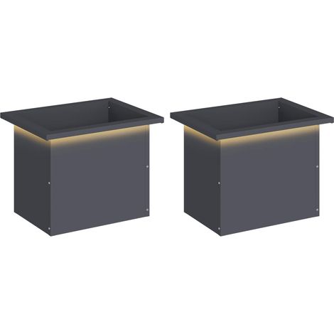 Garden Planter with LED 2 pcs Antracite 30 x 40 x 30 cm Steel vidaXL (1/5)