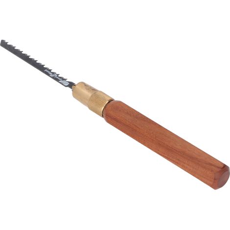 Scie à main compacte à poignée hexagonale en bois, lame détachable, précise et portable, idéale pour le camping, avec 5 lames. (1/5)