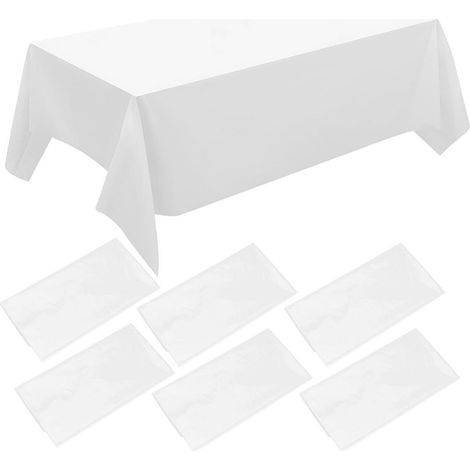 Nappe jetable Blanche 137x274 cm Plastique Lot de 6 pour fêtes