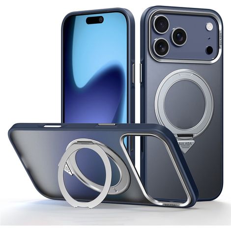 Funda magnética mate Sulada con soporte para iPhone 17 Pro - Azul titanio (1/4)