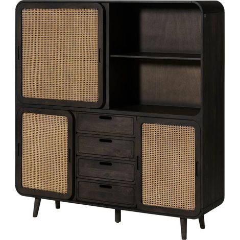 Highboard Mango 150x40x160 dunkelgrau lackiert VALENCIA 211 (1/4)
