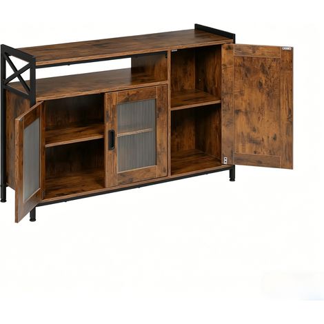 Buffet de cuisine industriel avec niche ouverte, bois d'ingénierie et métal, 110 x 33 x 75 cm (1/4)