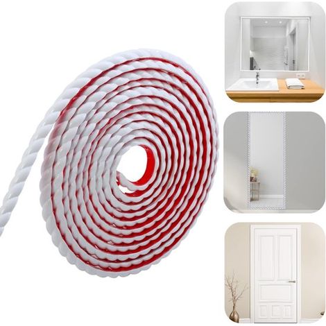 Ruban d'étanchéité décoratif 2 m x 1,5 cm - bande autocollante pour angles et plafonds, blanc (1/5)