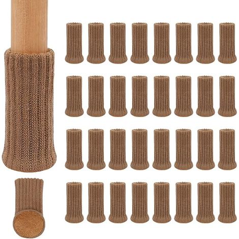 24pcs de Chaussette Chaise pour Pieds de Chaise, Pieds de Meubles, Patins Antidérapants pour Convient aux Pieds de Chaise de 1 "à 2" de Diamètre, Marron (1/5)