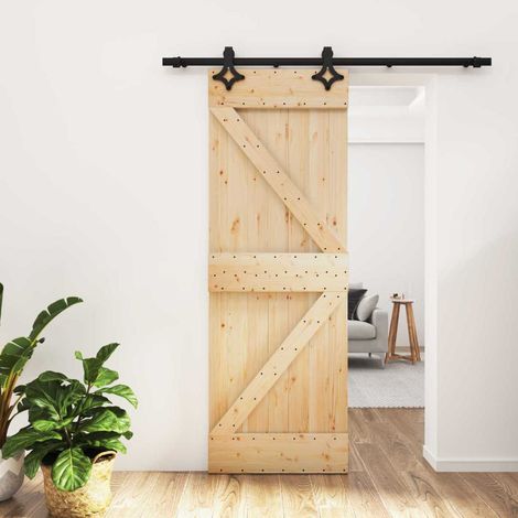 vidaXL Porta scorrevole Naturale e Nero 70 x 210 cm