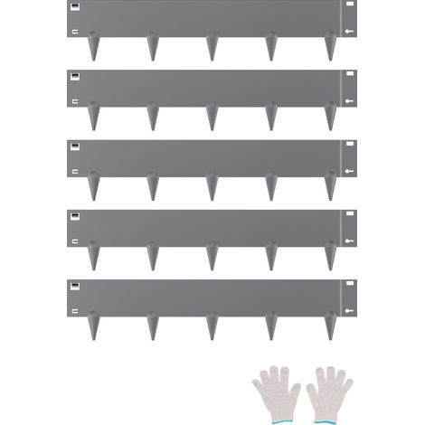 Bordure de Jardin en Acier, Lot de 5, Bordures Paysagères en Métal, 990x207 mm, Résistante à Rouille, Installation Simple, Bandes Pliables pour Séparateur de Chemin de Cour, Pelouse, Gris Foncé (1/5)