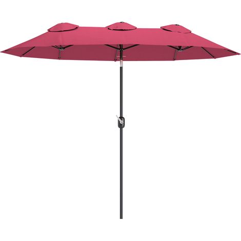 Parasol double de jardin avec inclinaison à 45° et manivelle manuelle pour terrasse pliable 295 x 152 x 222 cm rouge pour salon pour jardin terrasse, balcon piscine, (1/5)