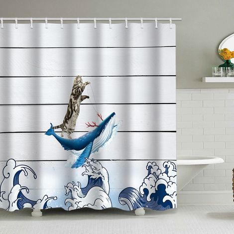 200 x 230 cm Duschvorhang mit lustigem Tiermuster, wasserdicht, inklusive 12 Haken, geeignet für Erwachsene und Kinder, Badezimmerdekorationsaccessoire.