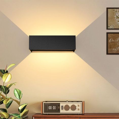 Applique murale LED extérieure/intérieure IP65 étanche, 12 W, noire, pour terrasse, balcon et jardin [Classe énergétique F] (1/5)