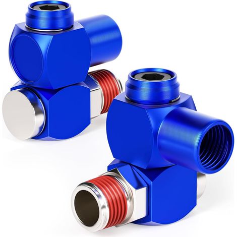 Red 1/4 Inch Air Tool Swivel Fitting 360 Degree Air Hose Industrial Rotating Adapter for Portable Air Tools Pack of 2 (1/5)