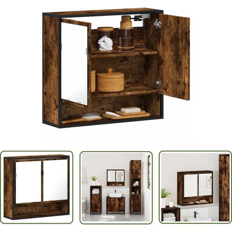 vidaXL Bad-Spiegelschrank Räuchereiche 65x20x60 cm Holzwerkstoff (1/5)