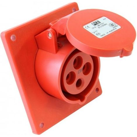 Prise de panneau coudée 16 A 4 pôles 400 V / 70 x 85 mm / rouge IP44 à torsion 414-6