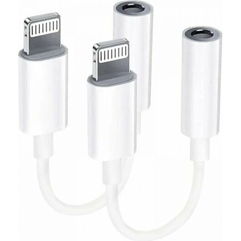 【2 Pack】Adaptateur Lightning vers jack 3,5 mm Adaptateur casque de certification MFI pour iPhone Séparateur de câble audio AUX Compatible avec iPhone 13/12/11/XS/XS Max/XR/ pour tous les systèmes iOS (1/4)