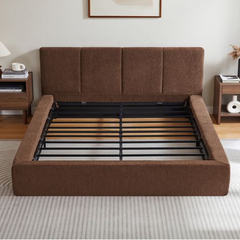 Etagenbett 160/200 cm in Braun mit gepolstertem Kopfteil und verstärktem Stützsystem (1/5)