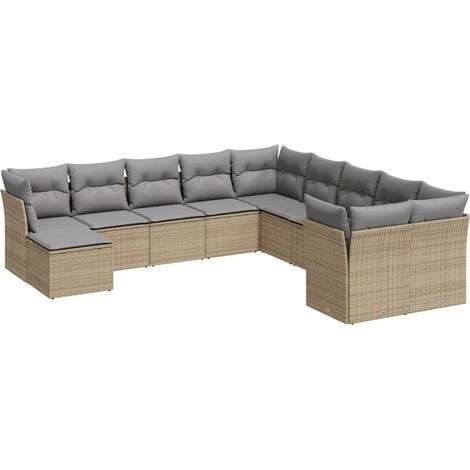 Maison Exclusive - Set de sofás de jardín 11pzas con cojines ratá (1/3)