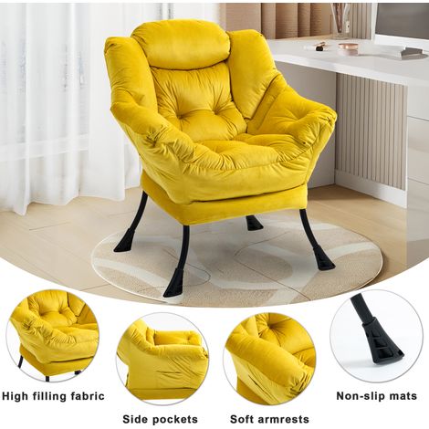 Fauteuil relaxant avec cadre métallique et poche latérale, style simple, confortable pour chambre salon balcon (1/5)