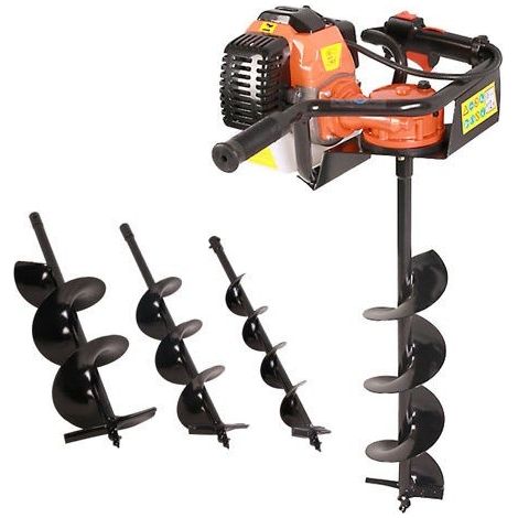 Varan Motors - TT-GD520-EU2 Mototrivella a scoppio, Trivella motore 2T molto potente 3CV 52CC EU2 con 3 punte (100, 150 e 200mm)