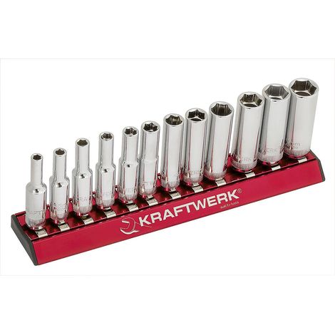 Kraftwerk Jeu de douilles longues MagAlu 1/4" 12 pièces