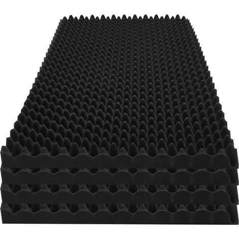Mophorn Akustikschaumstoffplatten, 4er-Pack 48 x 24 x 2 Zoll. Eierförmiges Design. Feuerbeständig. Schallabsorbierend fürs Studio. Dämpft Lärm an Wänden und Decken. Schwarz