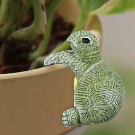 Décoration de pot de fleurs en forme de tortue, statuette de tortue suspendue en résine, adorable tortue grimpante, figurine pour (1/3)