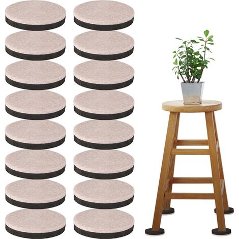 16 protections adhésives pour pieds de table - Dessous de plat - Rehausseurs de table - Rehausseurs de meubles - Protections pour pieds de lit - Rehausseurs de meubles - Feutre - Noir (1/5)