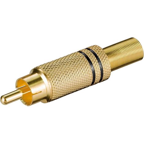 Cinch-Stecker Gold Metall vergoldet schwarzer Bügel