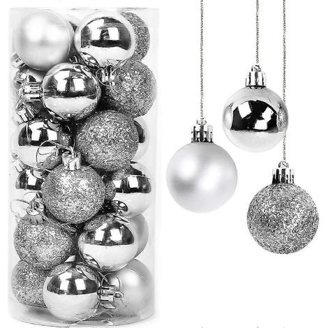Boules de Noël Fong, décorations pour sapin, boules décoratives de Noël, boules décoratives mates et brillantes à paillettes, décorations de fête (1/5)