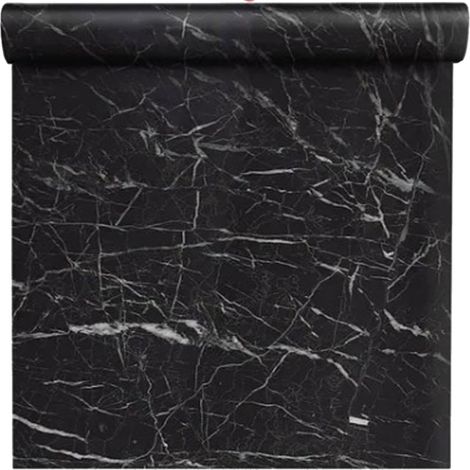 Papier peint marbré noir autocollant 40x300cm pour la décoration de bureau et de maison