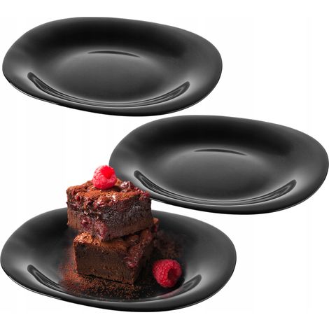 KADAX Dessertteller 21cm Kuchenteller Schwarz 3 Stk.