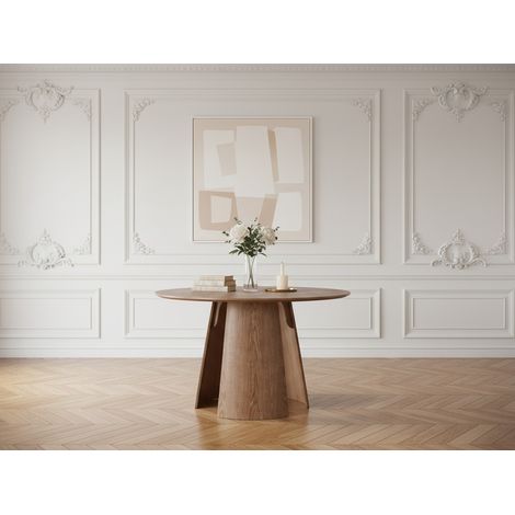 BOBOCHIC - Table à manger ronde GASTON 120 cm placage chêne   Marron