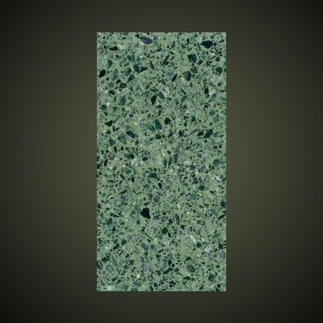 Véritable Carreau Terrazzo fond vert inclusions vert Verde Alpi 60x30 cm boîte de 0.72m2 Satiné - Gioia Materia