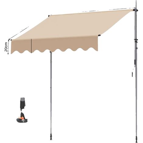 Tende da sole, altezza regolabile, design impermeabile, kaki 2,5x1,2 m (1/2)