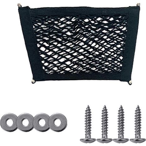 Sac de rangement en filet pour moto et trottinette électrique, filet de rangement élastique à installation rapide, grande taille pour un accès facile, maille fine, 32 x 20 x 26 cm. (1/5)