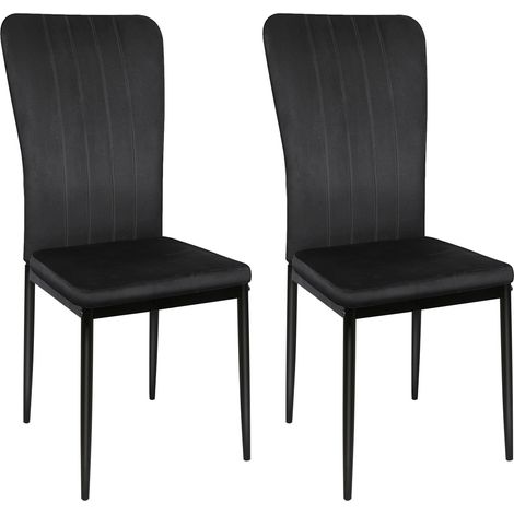 Set de 2 Sillas de Comedor, Sillas de Cocina Asiento de Terciopelo, Sillas ergonómicas para cocina, restaurantes, sala de estar, Negro (1/5)