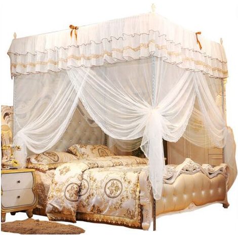 Rideau de lit à baldaquin de luxe Princesse à quatre coins, moustiquaire incluse (S) (1/5)