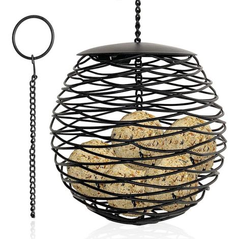 Ball-Shaped Bird Feeder, 13 cm Diameter, Large Capacity for Fat Balls, Bread, Biscuits, Metal (1/5)
