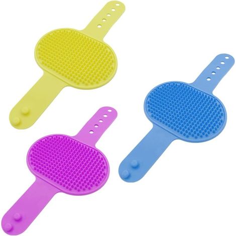 3 Pack Pet Bath Brushes, Dog Brushes, Dog Accessories, Dog Bath Brushes, Random Colors (1/4)
